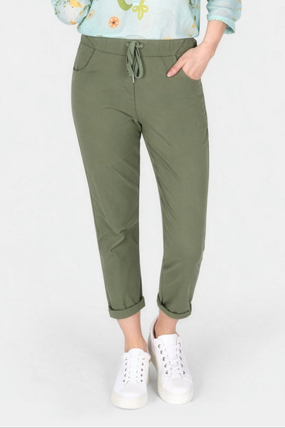 Cotton Straight Tie Waist Trousers