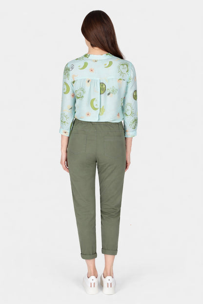 Cotton Straight Tie Waist Trousers