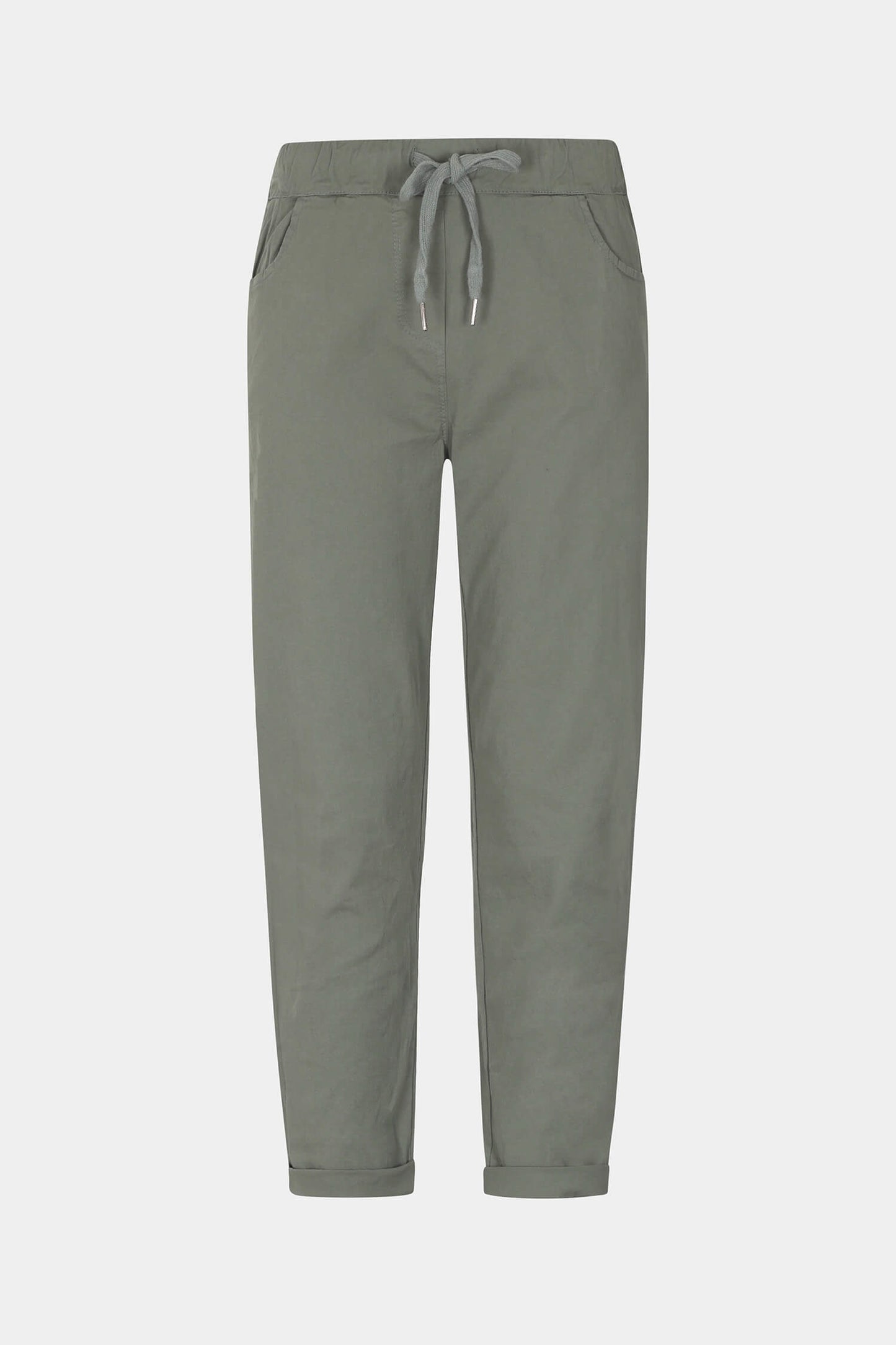 Cotton Straight Tie Waist Trousers