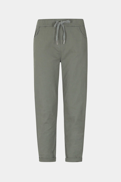 Cotton Straight Tie Waist Trousers