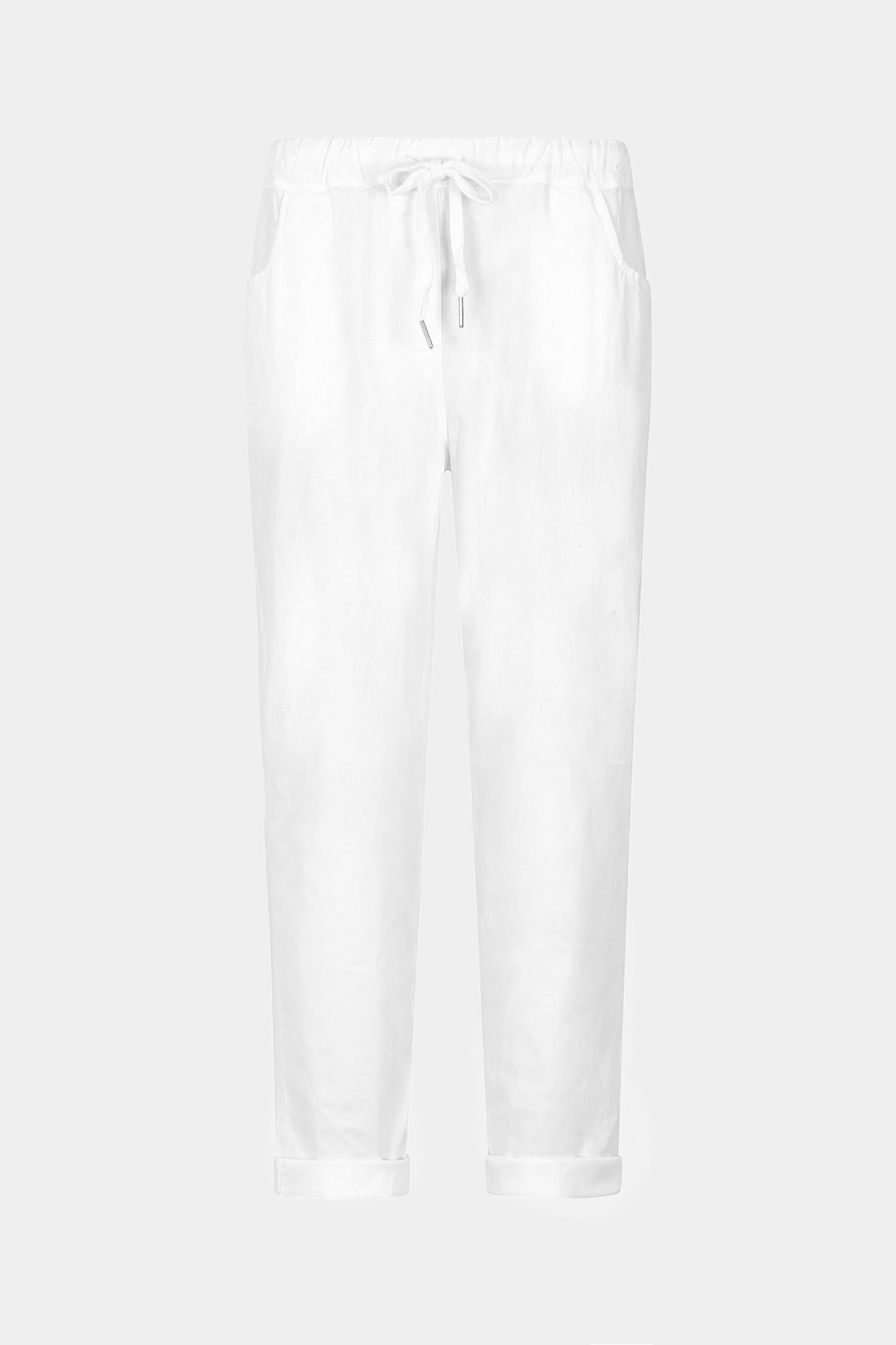 Cotton Straight Tie Waist Trousers