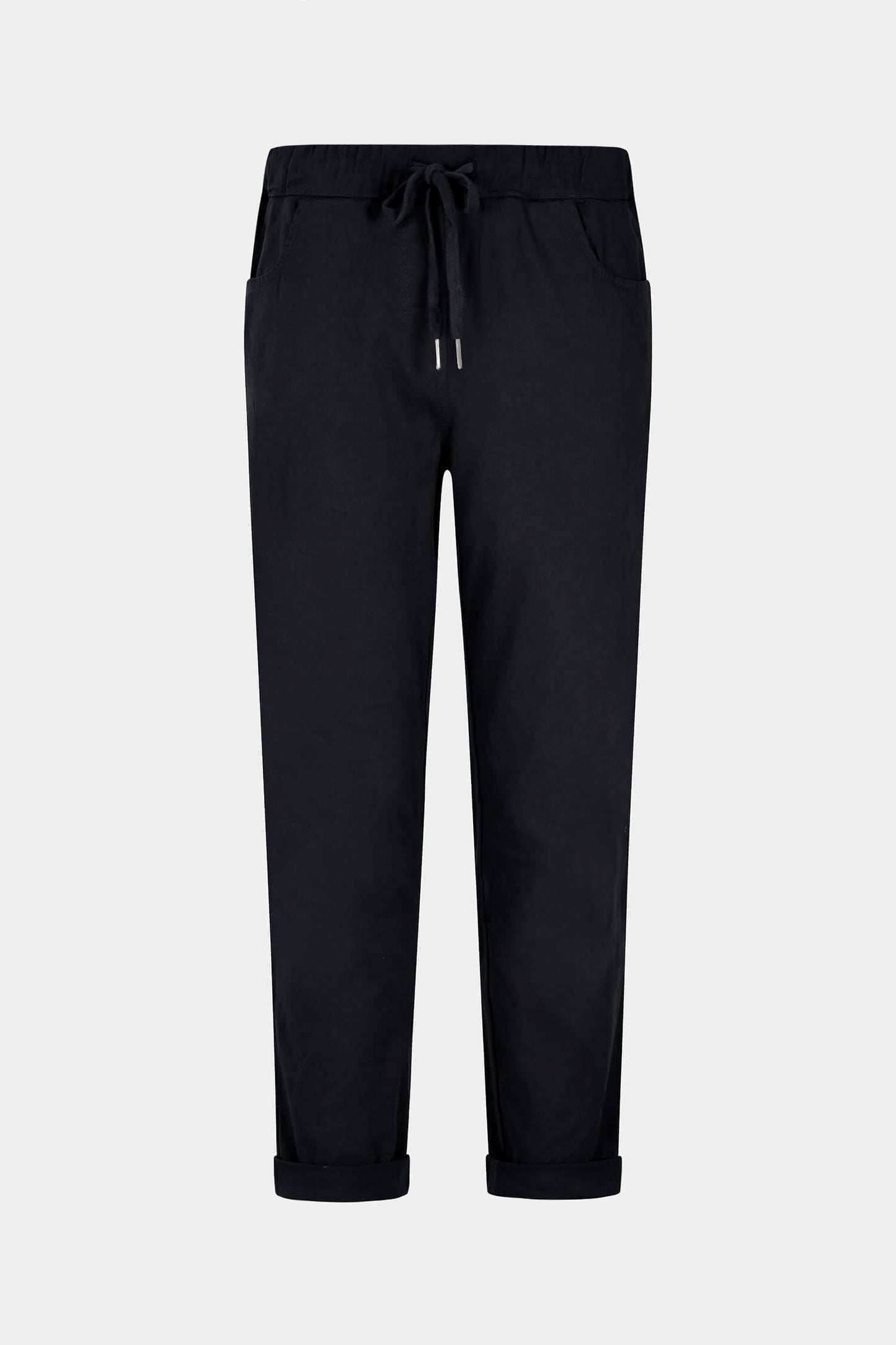 Cotton Straight Tie Waist Trousers