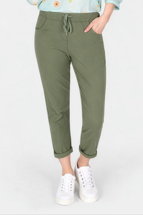 Cotton Straight Tie Waist Trousers