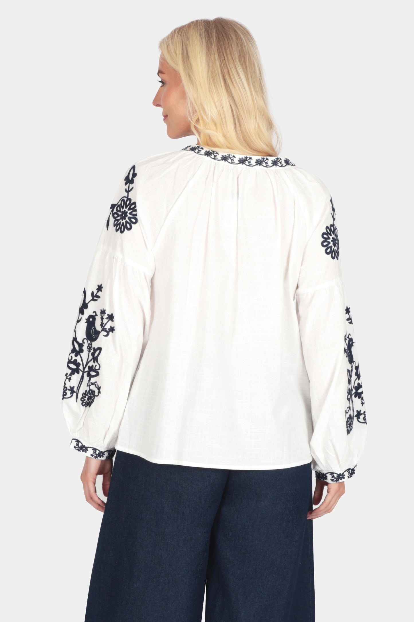 Floral Embroidered Cotton Blouse