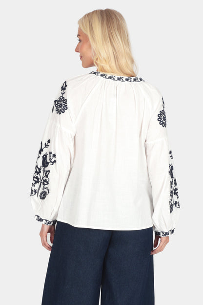 Floral Embroidered Cotton Blouse