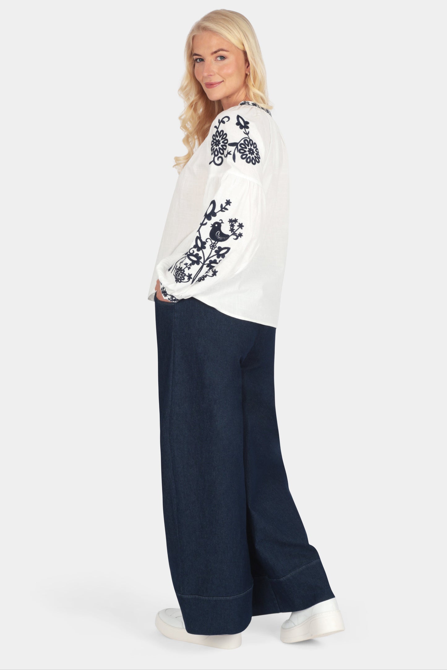 Floral Embroidered Cotton Blouse