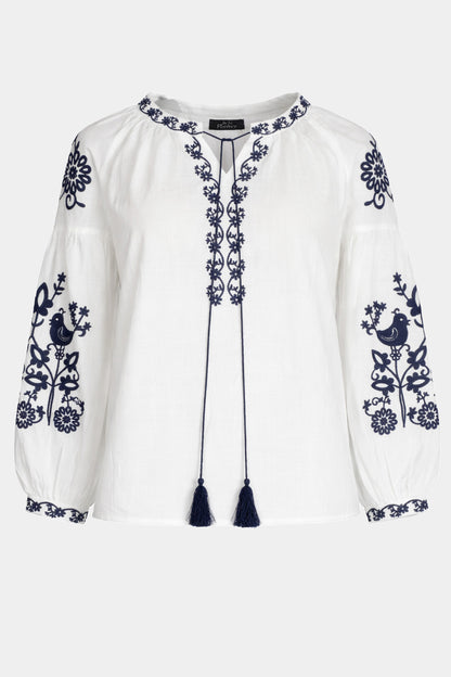 Floral Embroidered Cotton Blouse