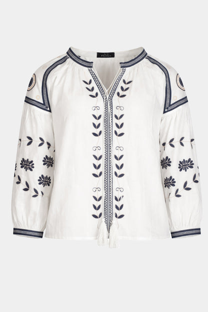 Folk Embroidered Cotton Blouse