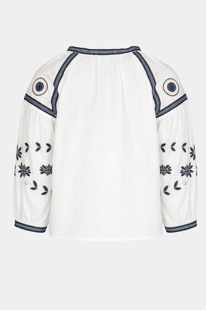 Folk Embroidered Cotton Blouse
