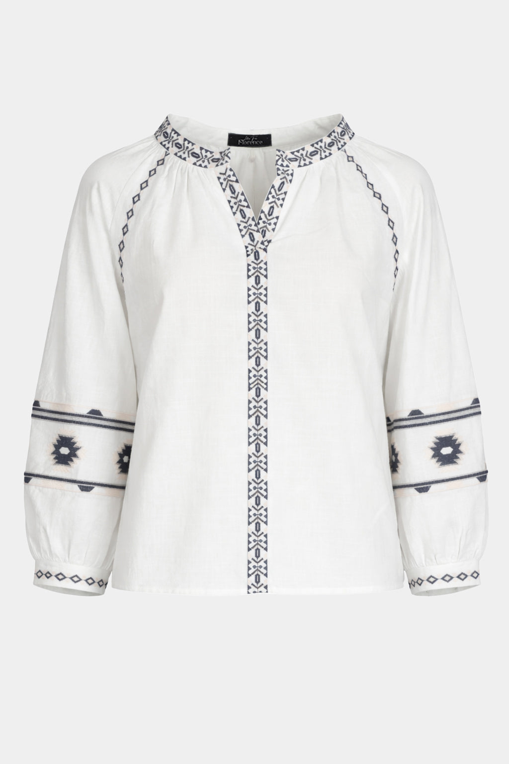 Geo Embroidered Cotton Blouse