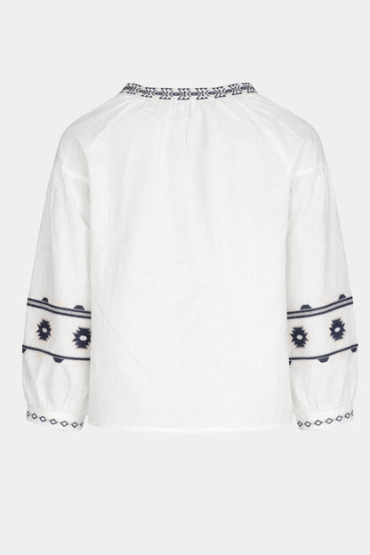 Geo Embroidered Cotton Blouse