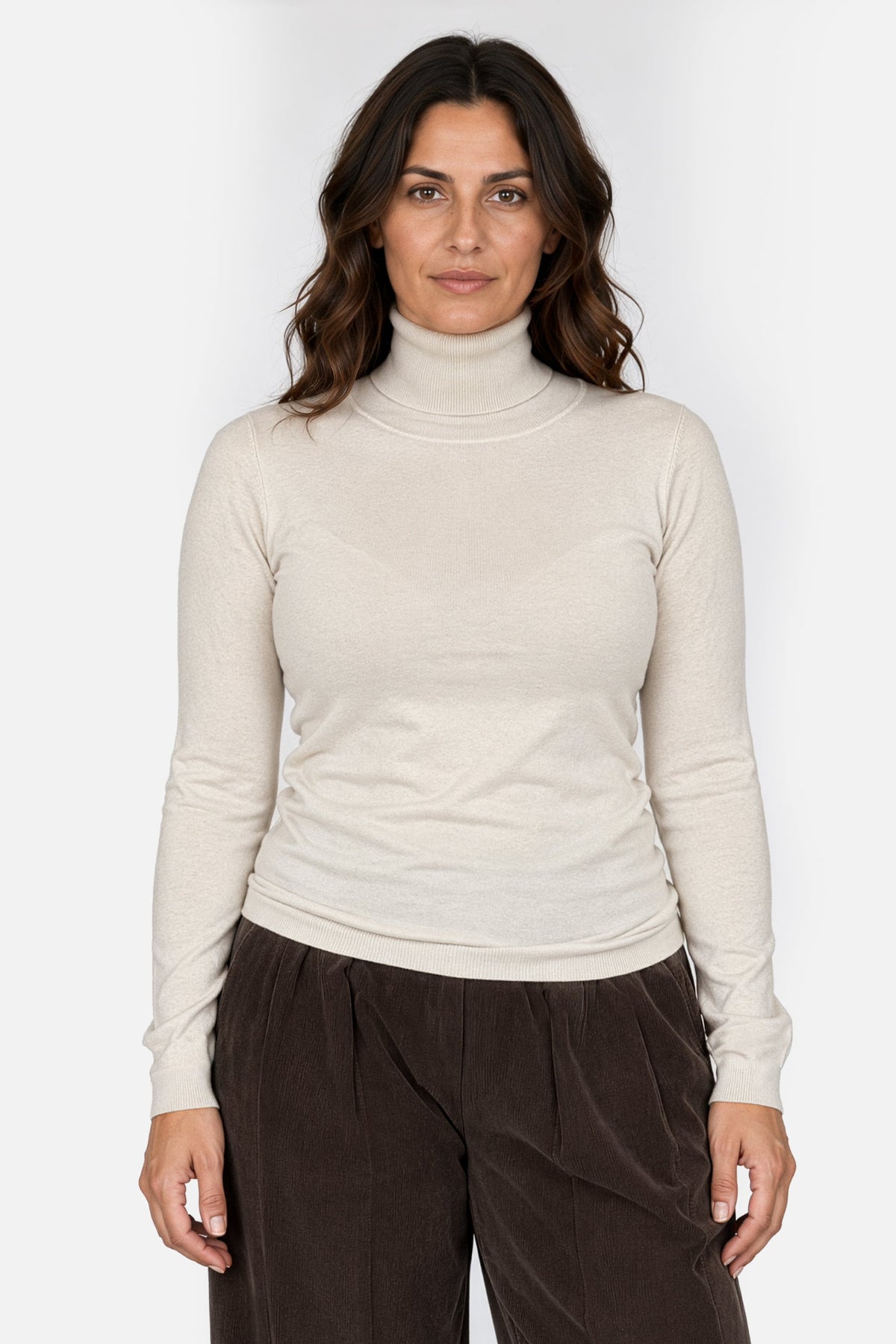 Fine Knit Polo Neck Jumper