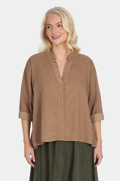 V-Neck Cotton Cord Blouse