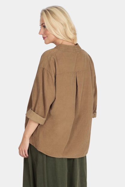 V-Neck Cotton Cord Blouse