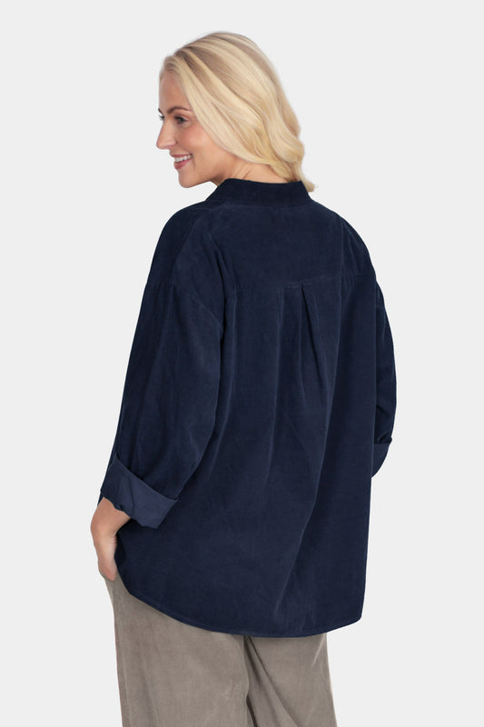 V-Neck Cotton Cord Blouse