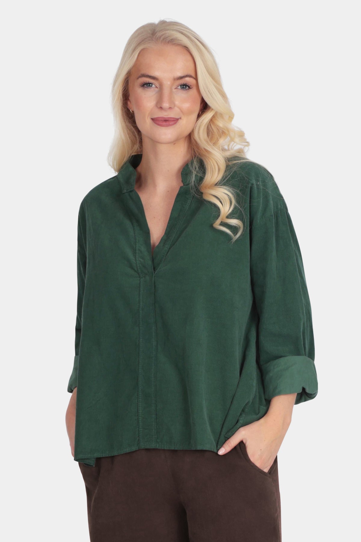 V-Neck Cotton Cord Blouse