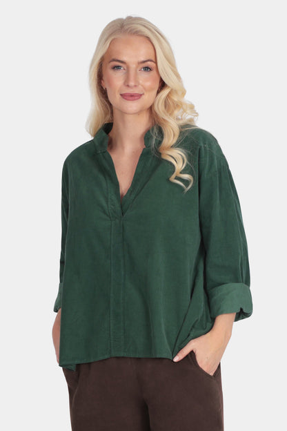V-Neck Cotton Cord Blouse
