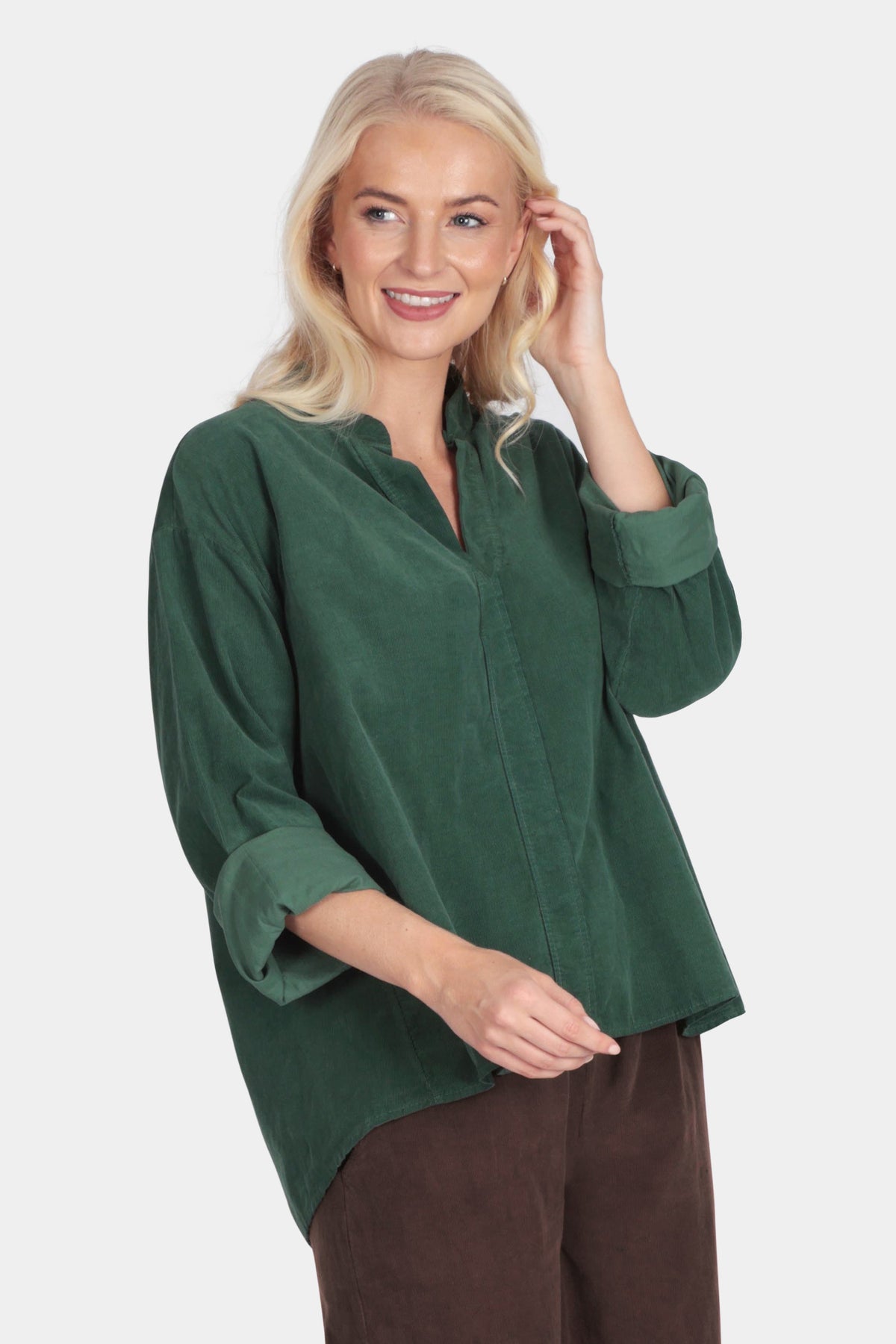 V-Neck Cotton Cord Blouse
