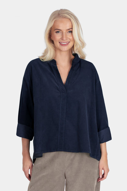 V-Neck Cotton Cord Blouse