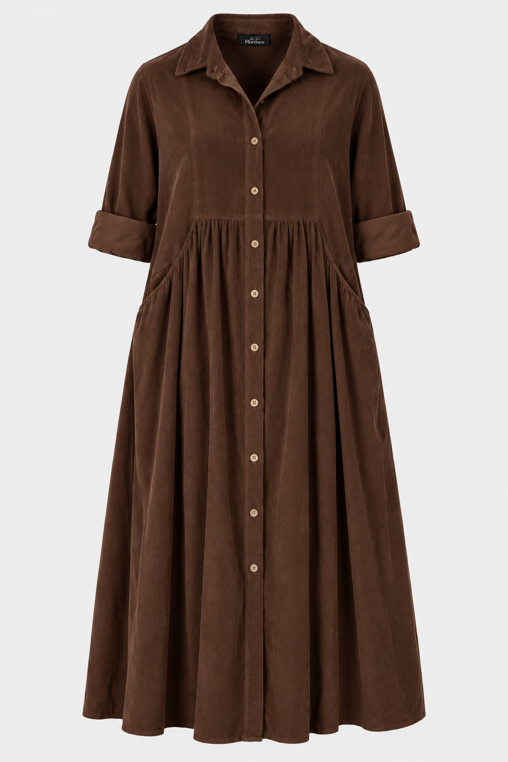 Empire Cotton Cord Shirt Dress
