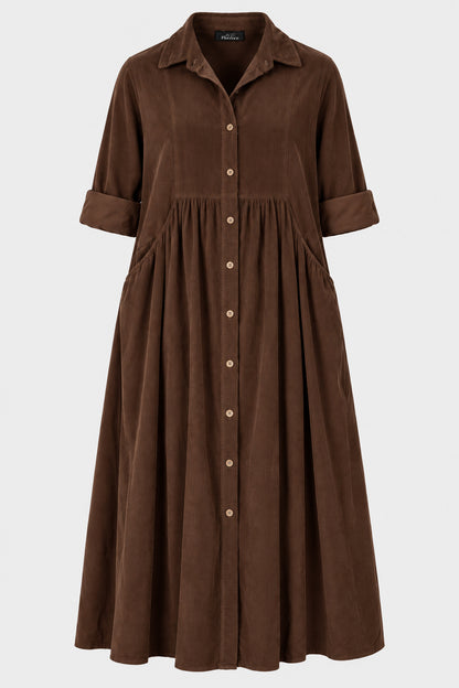 Empire Cotton Cord Shirt Dress