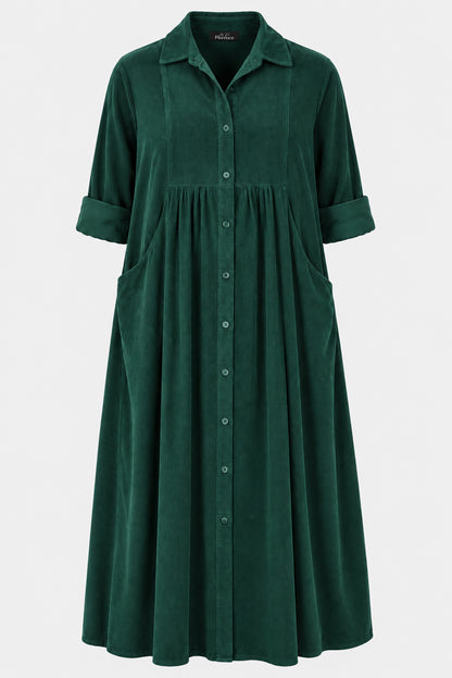Empire Cotton Cord Shirt Dress