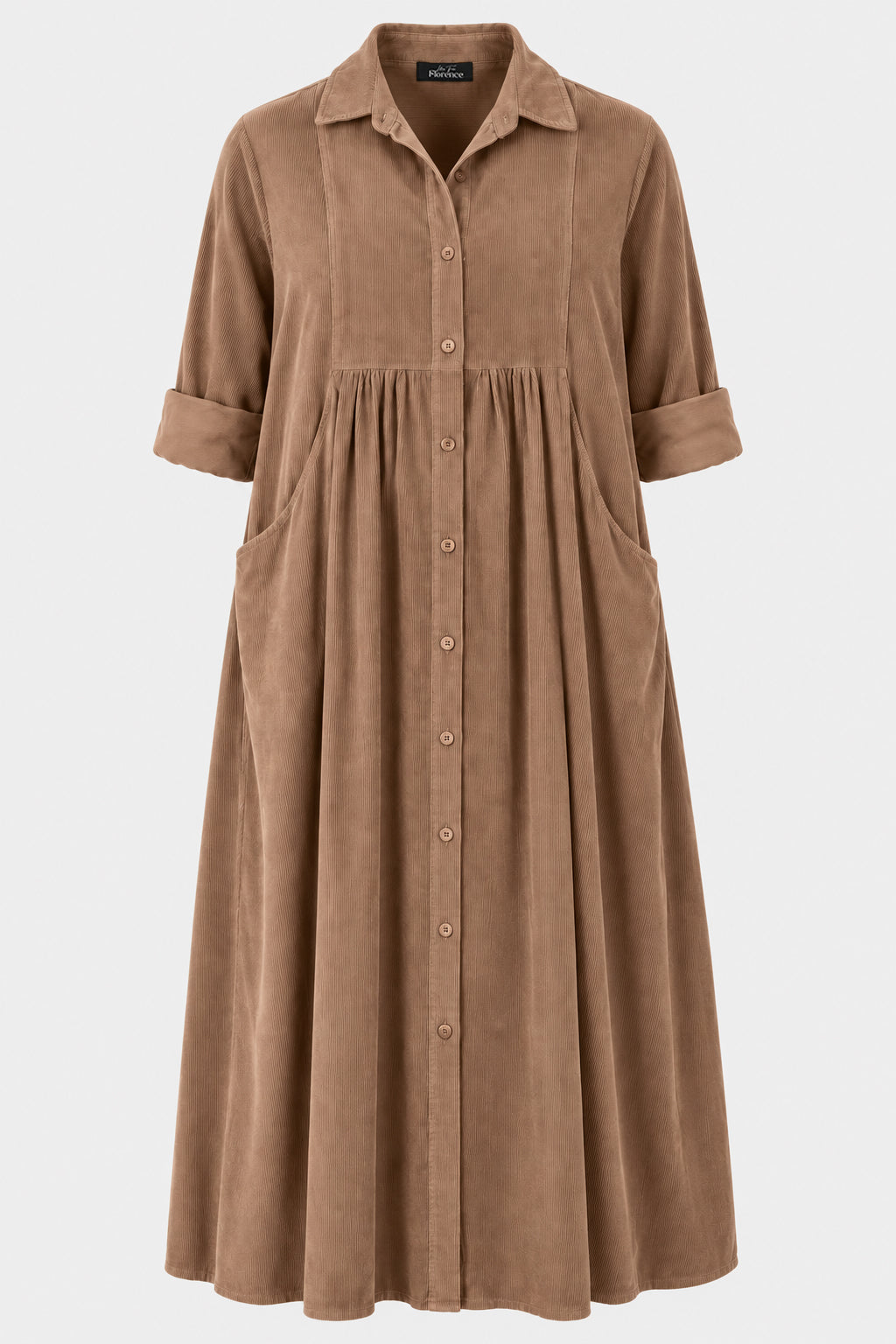 Empire Cotton Cord Shirt Dress