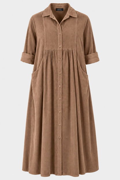 Empire Cotton Cord Shirt Dress