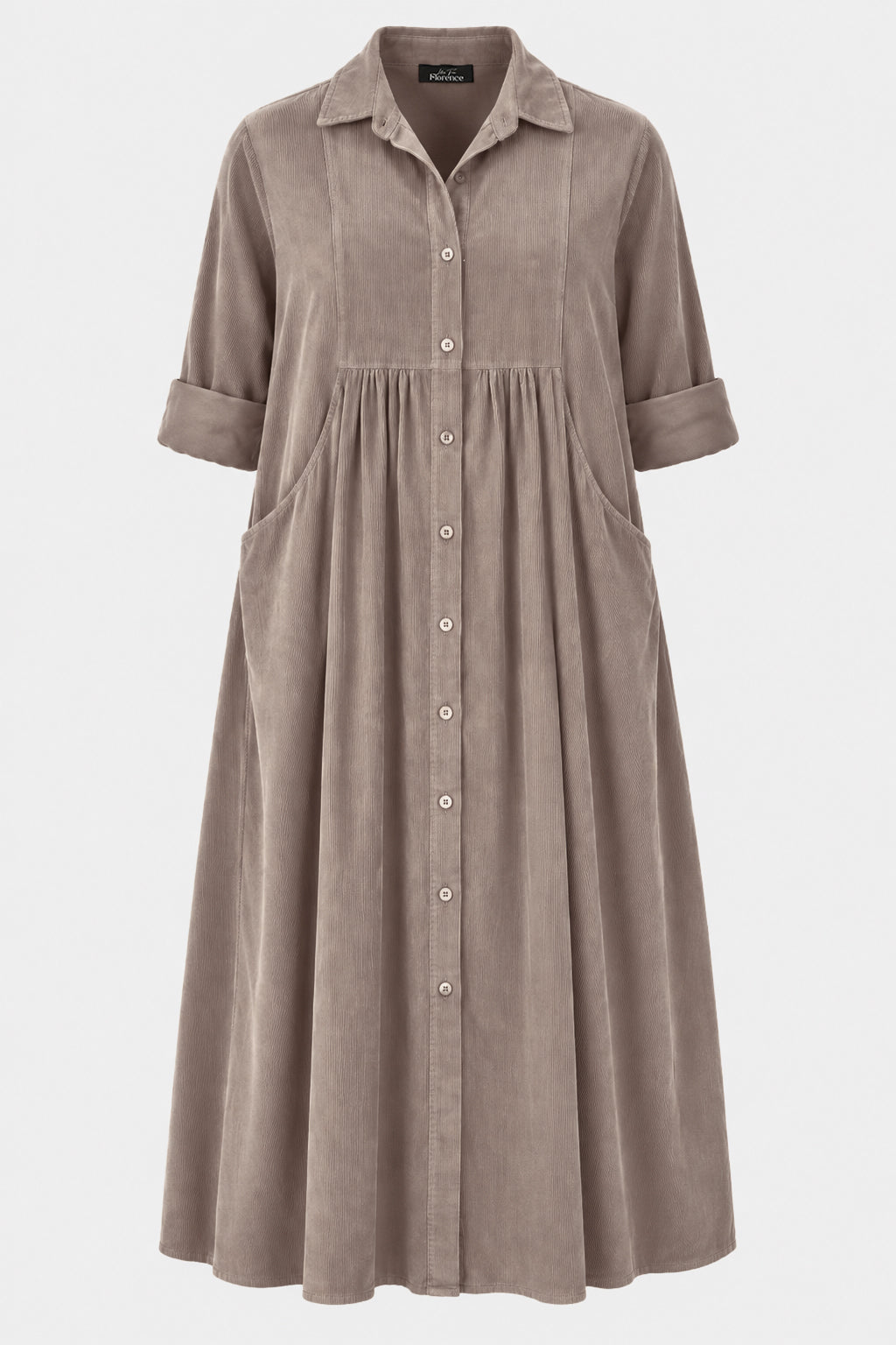 Empire Cotton Cord Shirt Dress