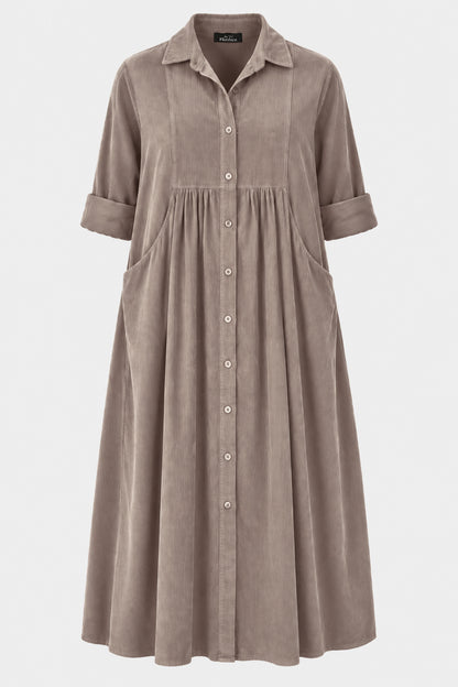 Empire Cotton Cord Shirt Dress