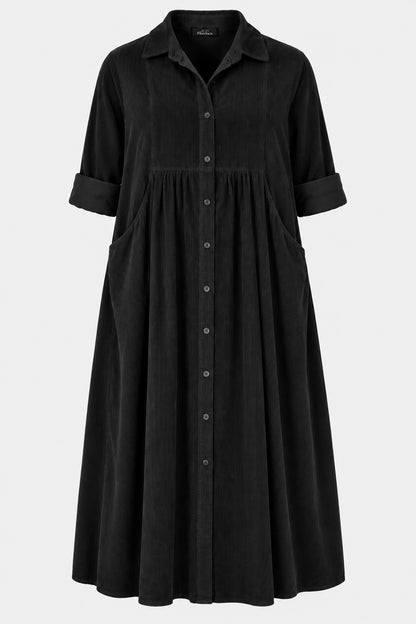 Empire Cotton Cord Shirt Dress
