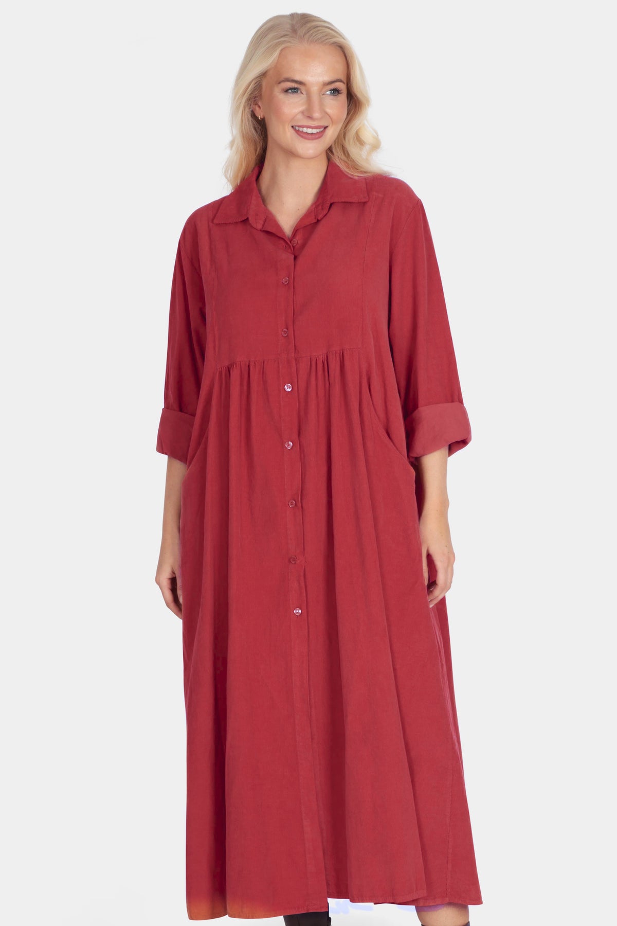 Empire Cotton Cord Shirt Dress