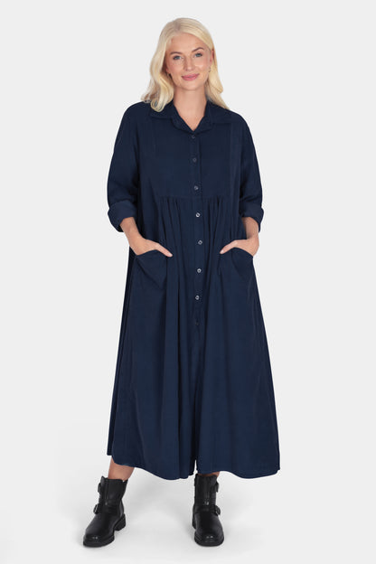 Empire Cotton Cord Shirt Dress