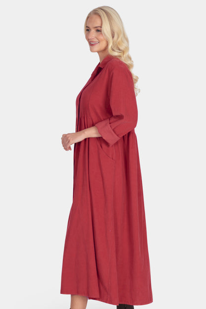 Empire Cotton Cord Shirt Dress