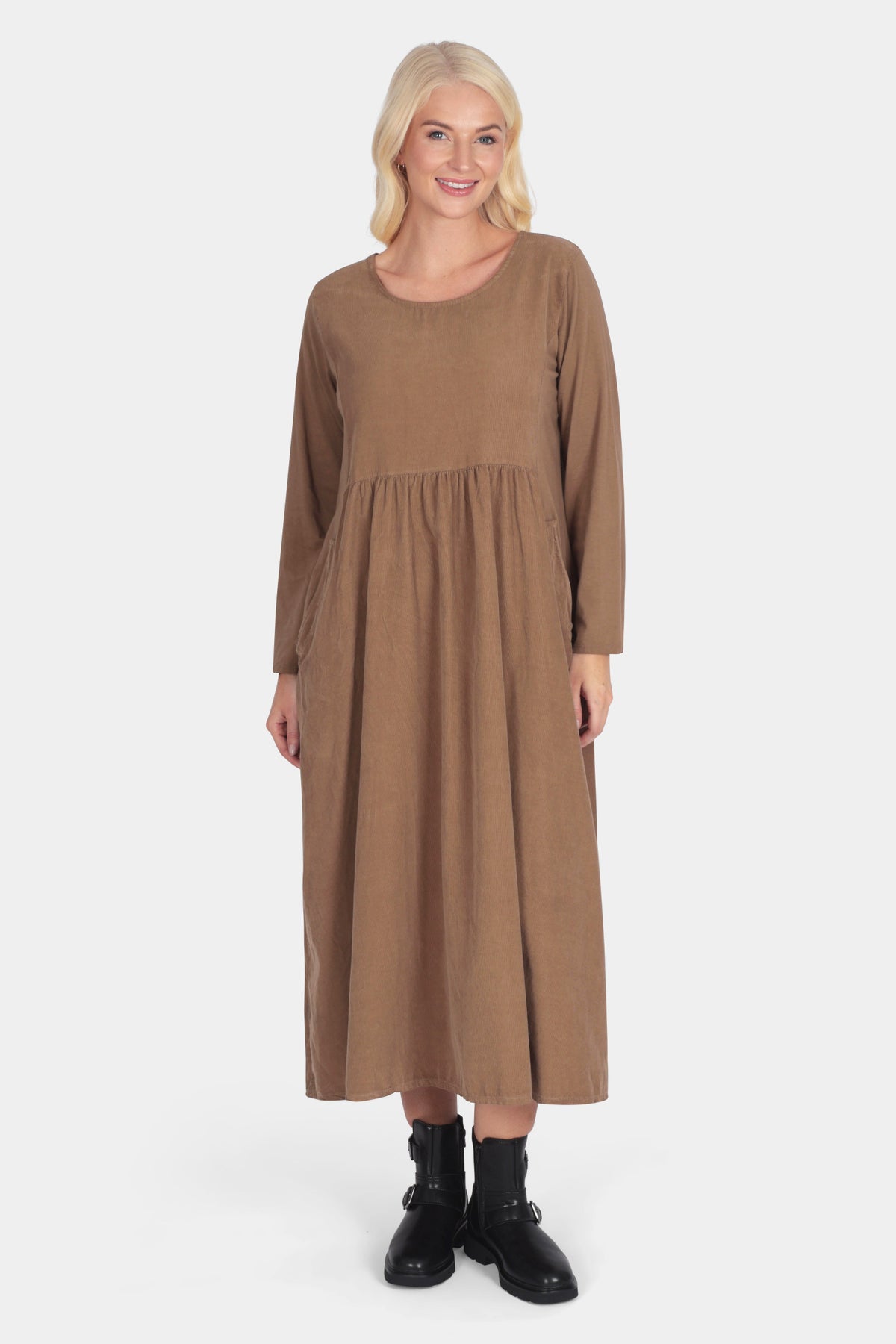 Round Neck Cotton Cord Dress