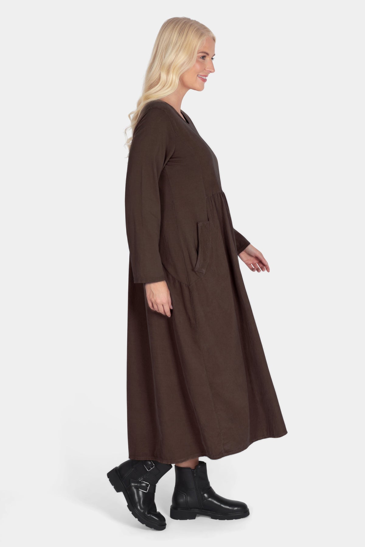 Round Neck Cotton Cord Dress