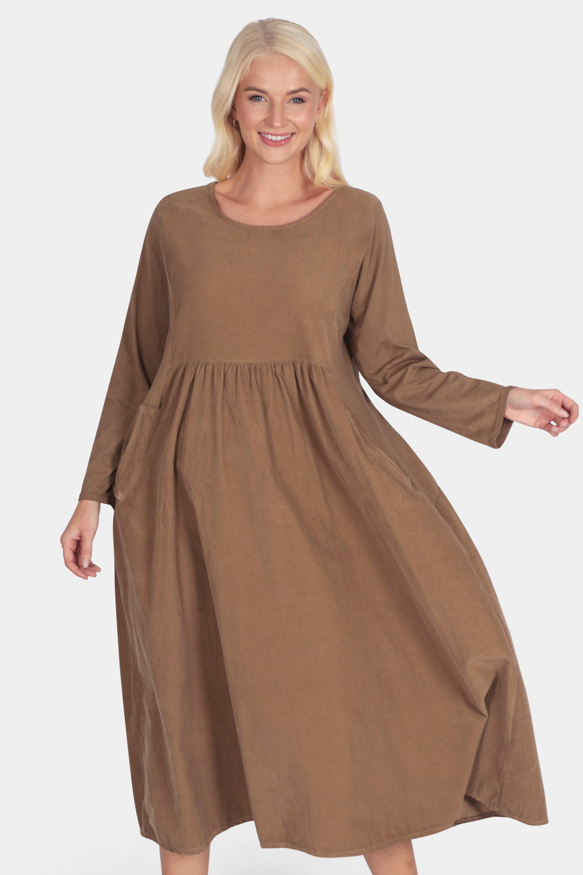 Round Neck Cotton Cord Dress