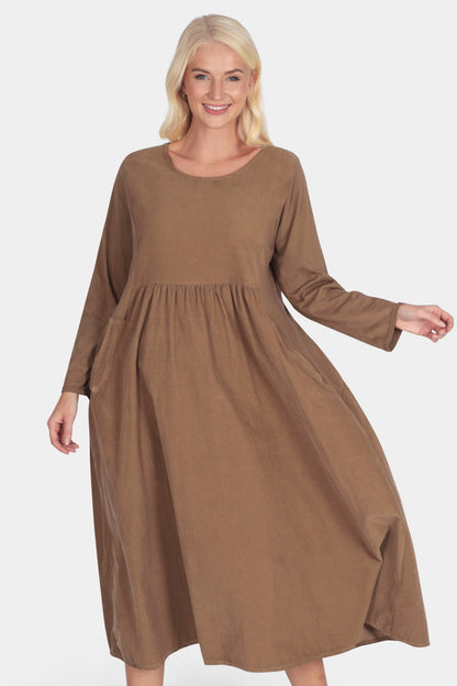 Round Neck Cotton Cord Dress