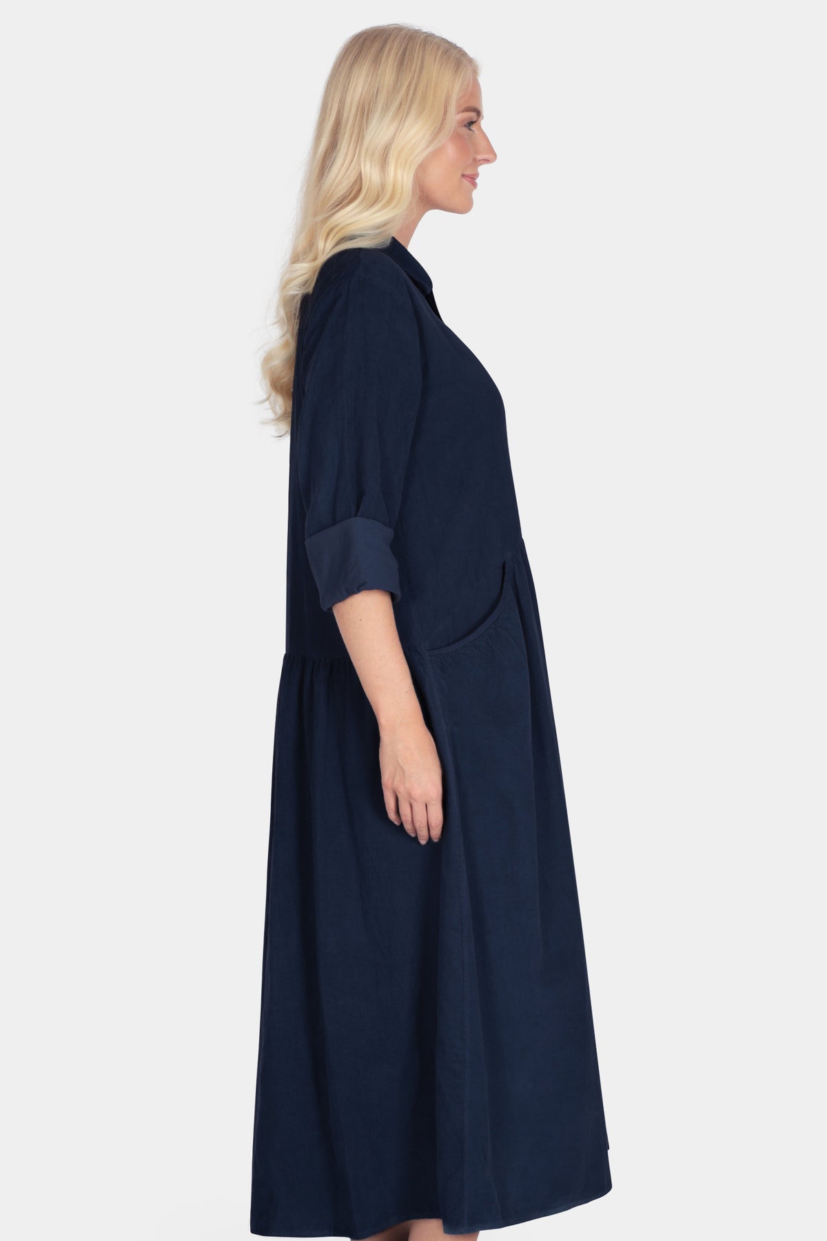 Smock Cotton Cord Shirt Dress