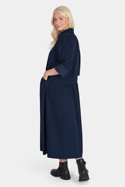 Smock Cotton Cord Shirt Dress