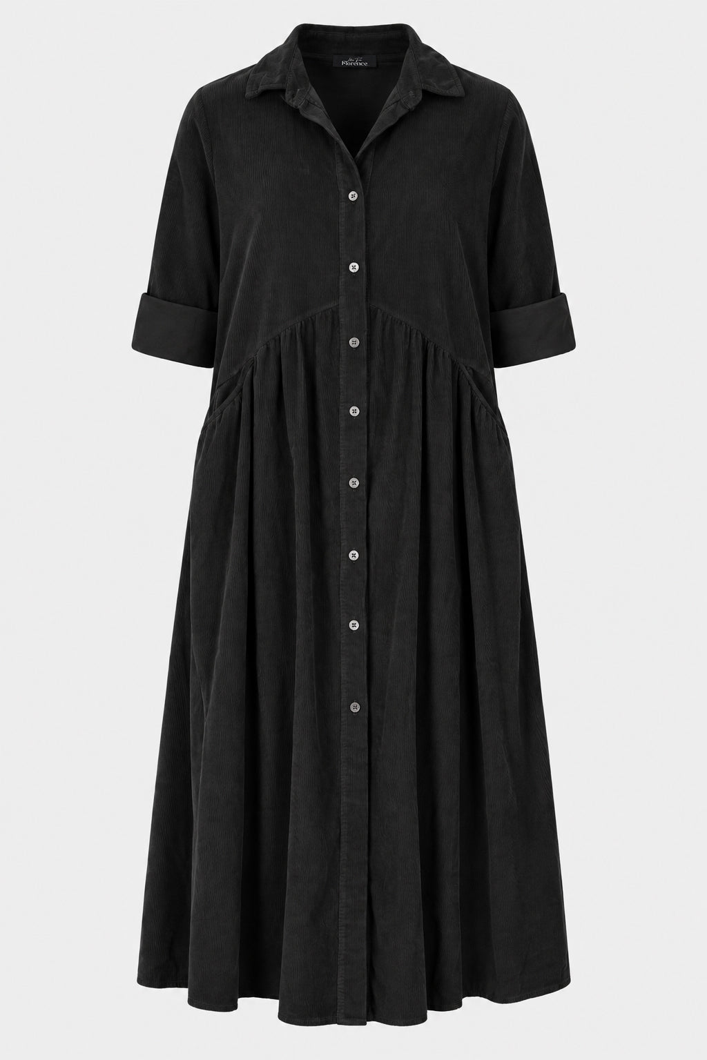 Smock Cotton Cord Shirt Dress