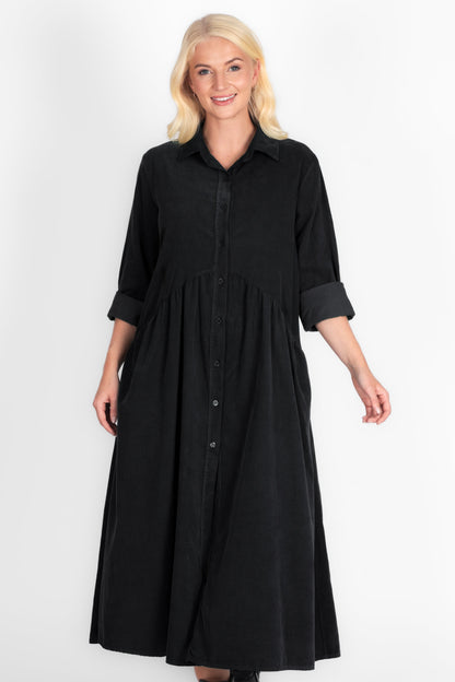 Smock Cotton Cord Shirt Dress