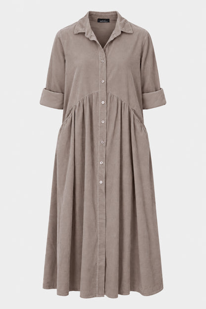 Smock Cotton Cord Shirt Dress