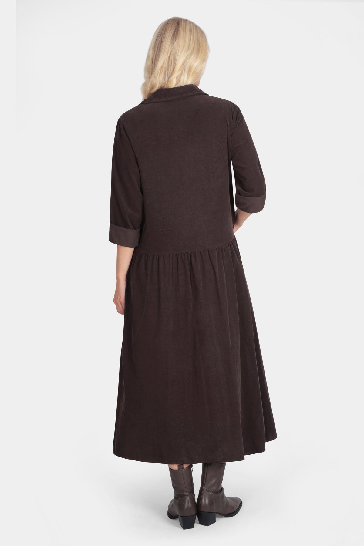 Smock Cotton Cord Shirt Dress