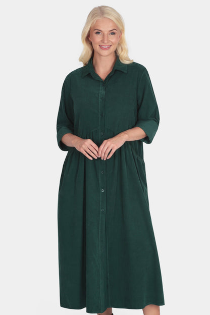 Smock Cotton Cord Shirt Dress