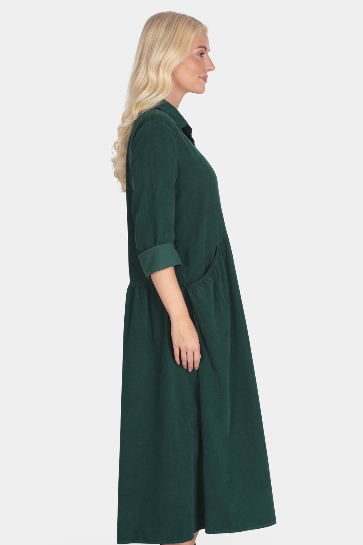 Smock Cotton Cord Shirt Dress