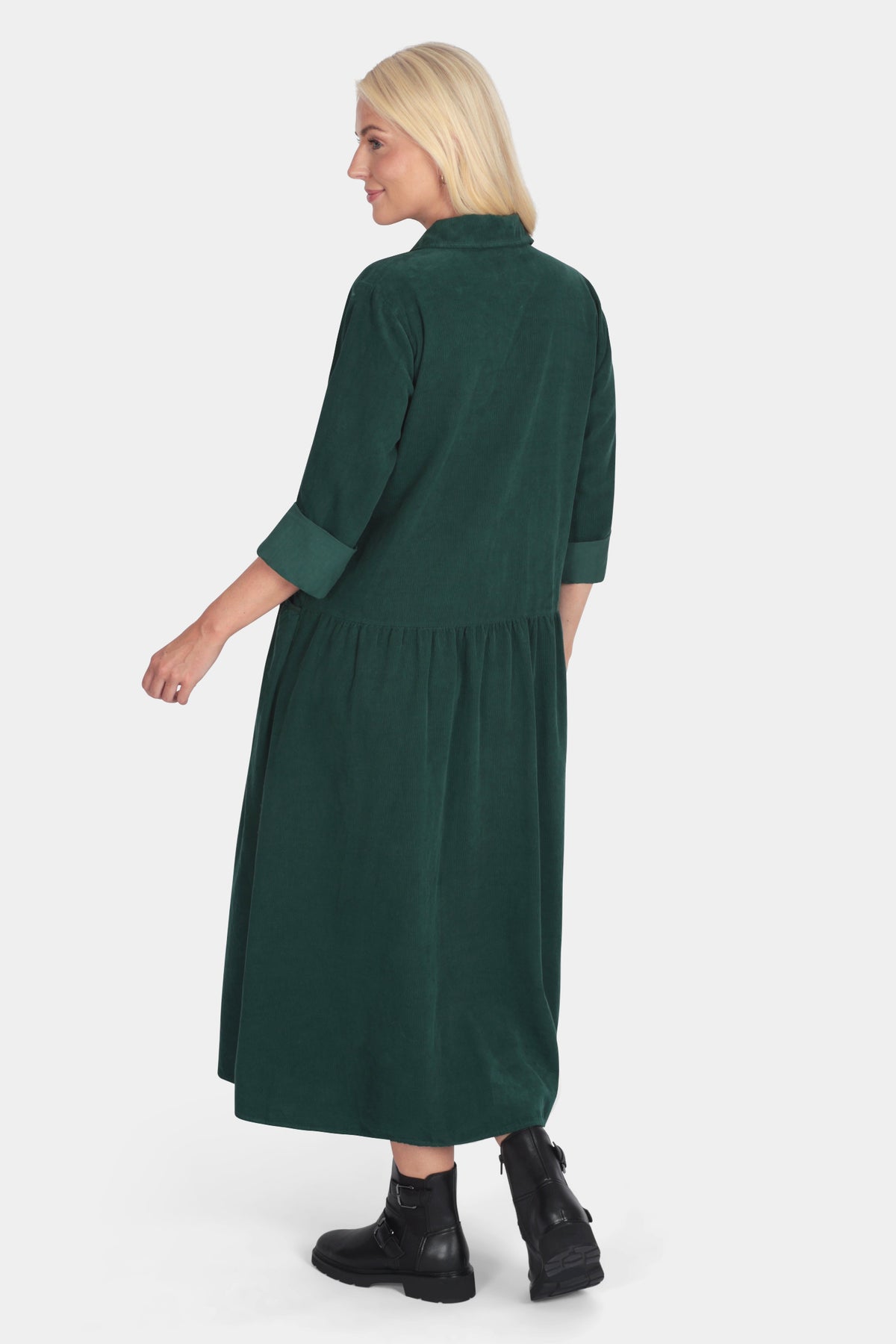 Smock Cotton Cord Shirt Dress