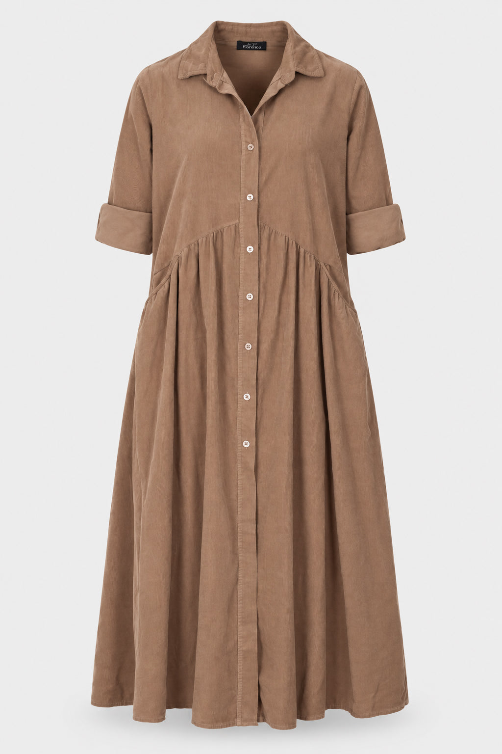 Smock Cotton Cord Shirt Dress