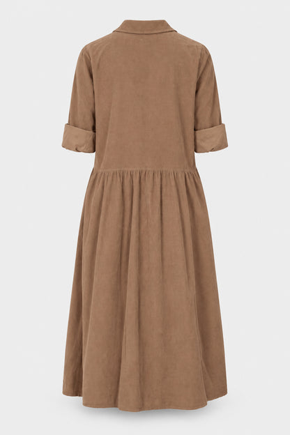 Smock Cotton Cord Shirt Dress