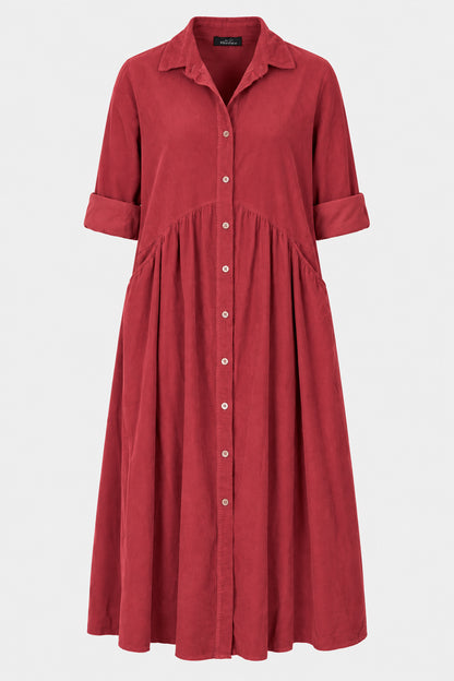Smock Cotton Cord Shirt Dress